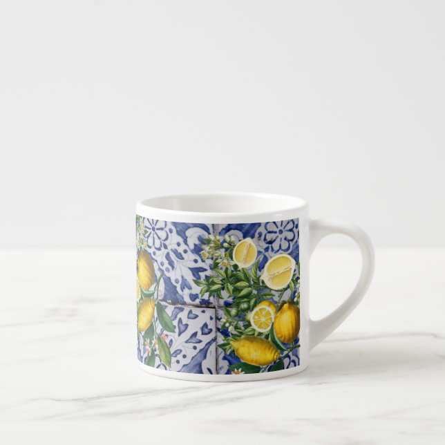 Tasse Expresso Citrons méditerranéens Carreaux portugais d'été (Droite)