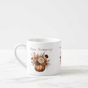 Tasse Expresso Citrouille aquarelle et fleurs