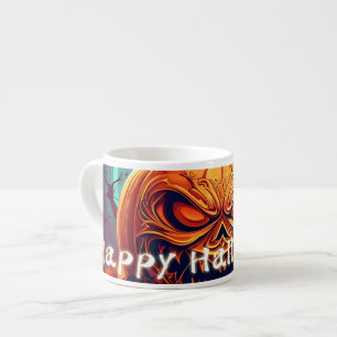 Tasse Expresso Citrouille d'Halloween à branche torsadée ornée