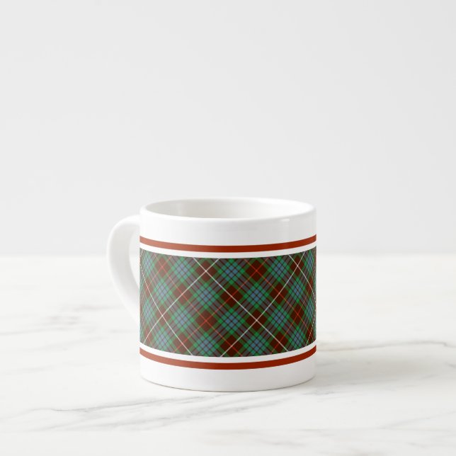 Tasse Expresso Clan Fraser Tartan de chasse Brown et verte (Devant gauche)