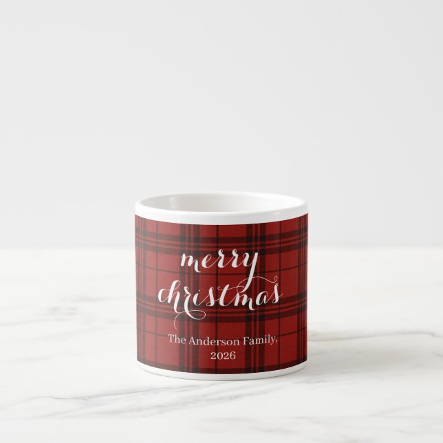 Tasse Expresso Classic Plaid Merry Christmas Festive -  (Devant)