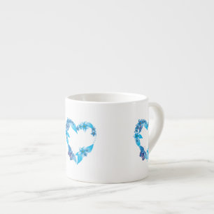 Tasse Expresso Coeur papillon bleu floral