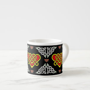 Tasse Expresso Cœur tressé écossais celtique/blanc/or, 2, noir