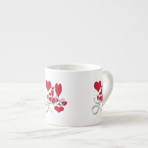 Tasse Expresso Coeurs d'amour rouges