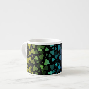 Tasse Expresso Coeurs en chute colorée sur noir