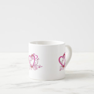 Tasse Expresso Coeurs roses liés