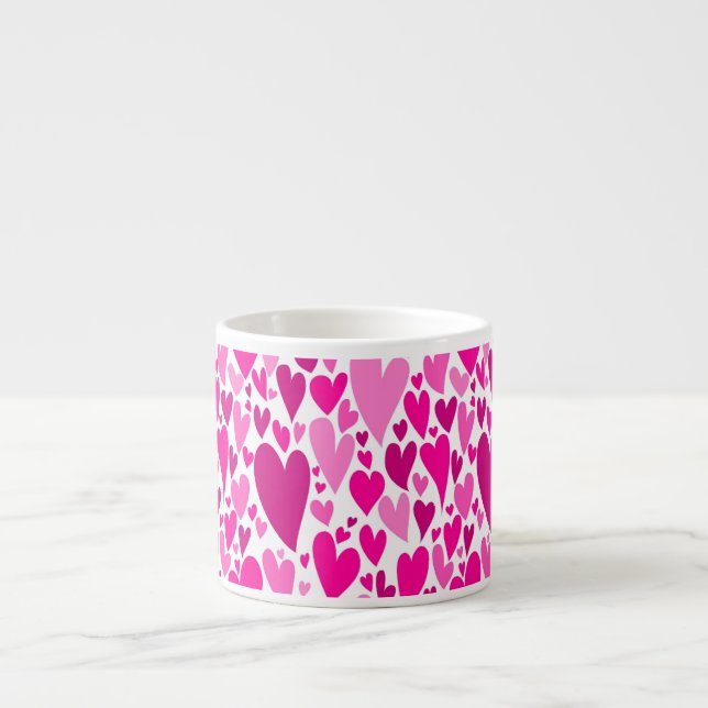 Tasse Expresso Coeurs roses super et romantiques Saint-Valentin (Devant)