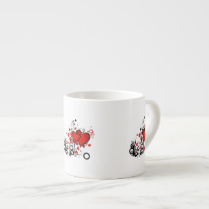 Tasse Expresso Coeurs rouges flottants