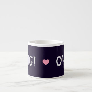 Tasse Expresso Coeurs, texte OMG, motif mignon