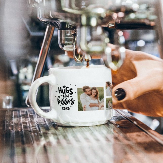 Tasse Expresso Collage Couple Photo & Hugs Et Baisers Phrase Love (Créateur téléchargé)