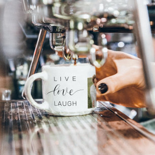 Tasse Expresso Collage moderne Couple Photo & Live Love Laugh Cad