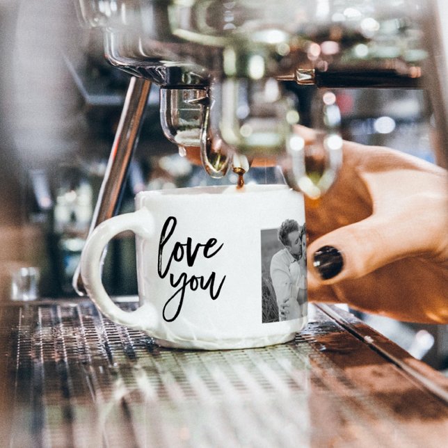 Tasse Expresso Collage moderne Couple Photo & Love You Beauté Cad (Créateur téléchargé)