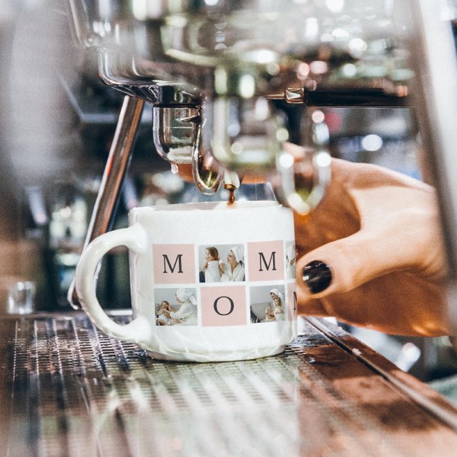 Tasse Expresso Collage moderne Photo & Pastel Cadeau de maman ros (Créateur téléchargé)