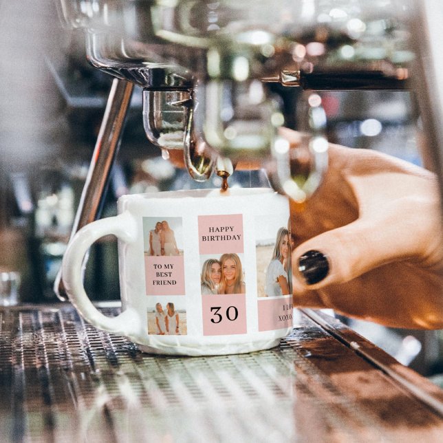 Tasse Expresso Collage photos amies | Joyeux cadeau d'anniversair (Créateur téléchargé)