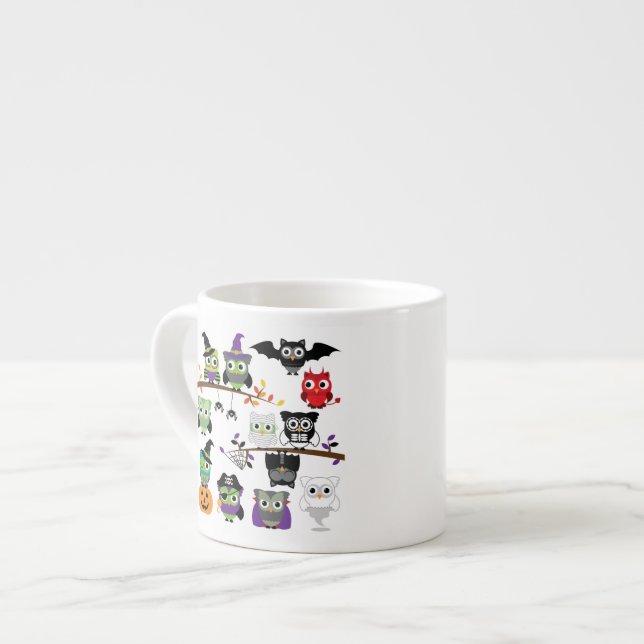 Tasse Expresso Collection De Chouettes D'Halloween Éffrayantes (Devant gauche)