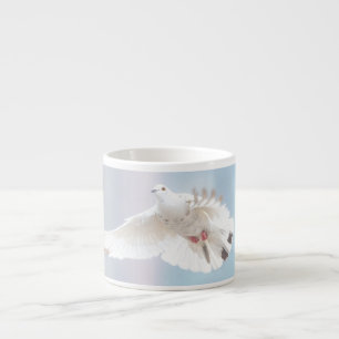 Tasse Expresso Colombe blanche mignonne Pigeon Symbole d'amour & 