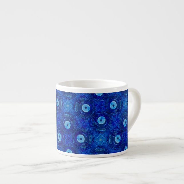 Tasse Expresso Cool, art numérique moderne de bleu mauvais oeil m (Devant droit)