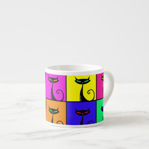 Tasse Expresso Cool Colorful Kitty Pop Art Carré
