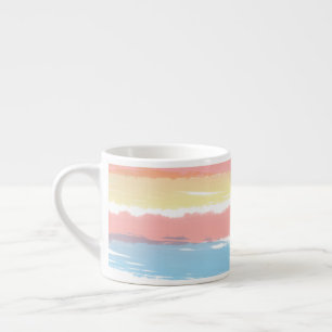 Tasse Expresso Coral bleu rose jaune Aquarelle rayures