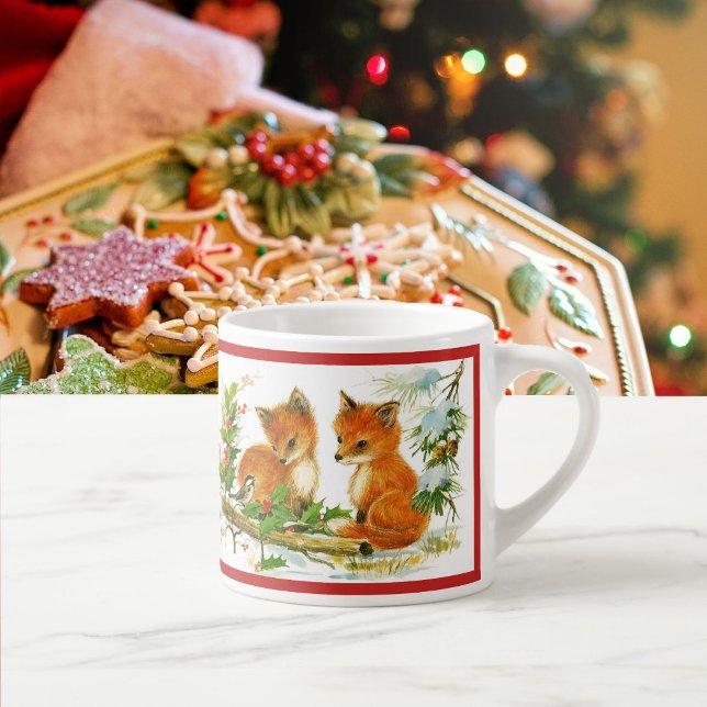 Tasse Expresso Coupe de l'enfant Fox de Noël Personnaliser le NOM (Créateur téléchargé)