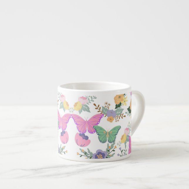 Tasse Expresso Coupe des papillons Pastel (Devant droit)