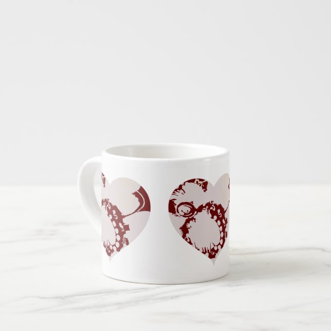 Tasse Expresso Coupe d'Espresso Coeurs Floraux (Devant gauche)