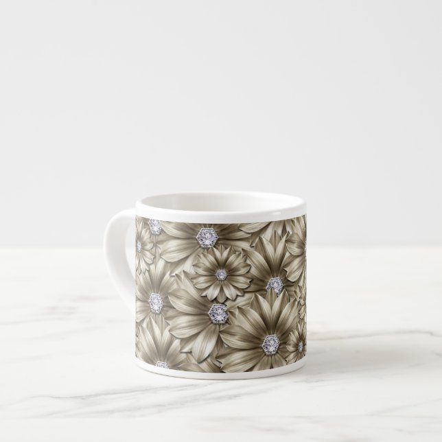 Tasse Expresso Coupe d'Espresso de Diamants Floraux (Devant gauche)