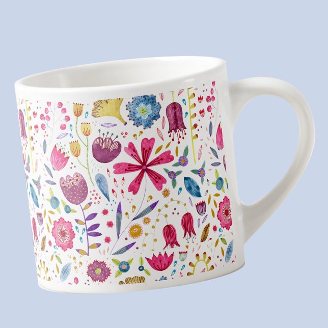 Tasse Expresso Coupe d'Espresso florale moderne (Modern watercolor floral wildflower  espresso cup)