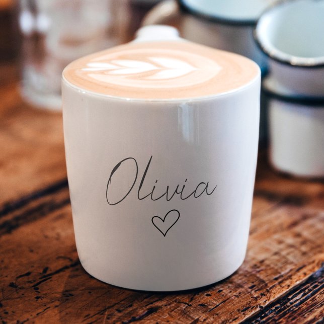 Tasse Expresso Coupe d'Espresso personnalisée avec nom et coeur (Créateur téléchargé)