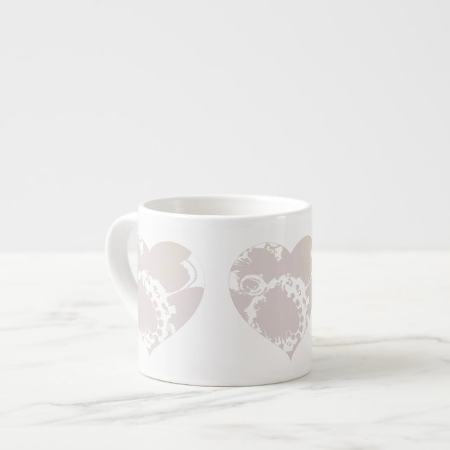 Tasse Expresso Coupe Espresso Lavande et Coeurs Floraux Blancs (Devant gauche)