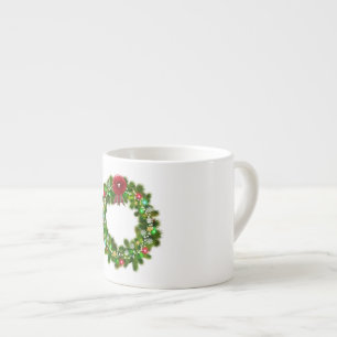 Tasse Expresso Couronne de Noël décorée festive