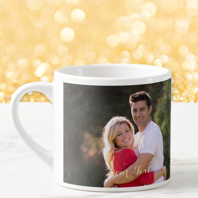 Tasse Expresso Créer un monogramme de texte photo personnalisé 2 (Create Custom Personalized 2 Photo Text Monogram Espresso Cup)