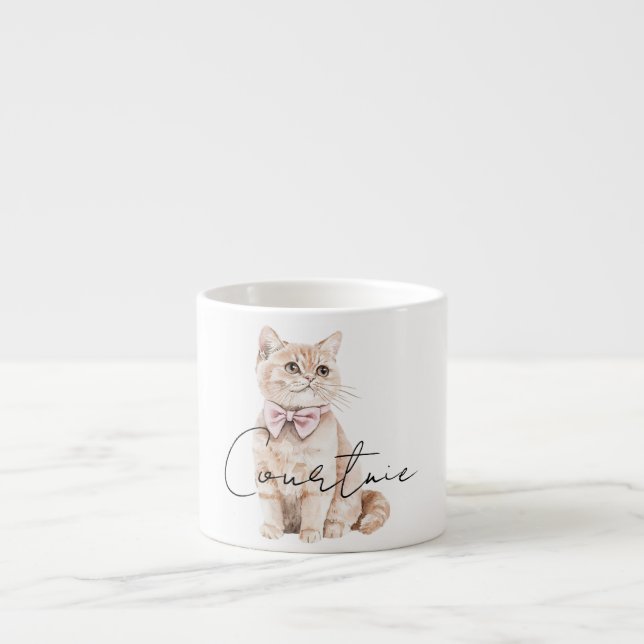 Tasse Expresso Crème Chat Pink Bow (Devant)