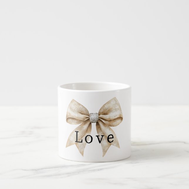 Tasse Expresso Crème chic blanc argent glam Bow Love (Devant)