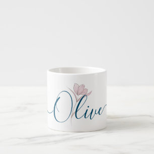 Tasse Expresso Croquis floral aquarelle personnalisée