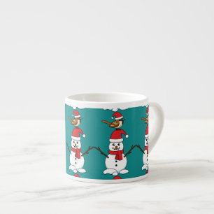 Tasse Expresso Cute Bruant sur Snowman