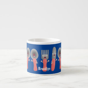 Tasse Expresso Cute fourche couteau et cuillère dessin de couvert