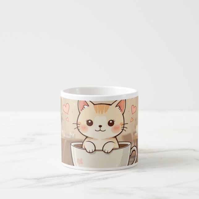 Tasse Expresso Cute Kawaii Kitten Coffee Mug | Adorable Cat Lover (Devant)