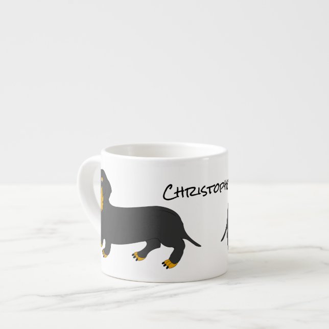 Tasse Expresso Dachshund Design personnalisé (Devant gauche)