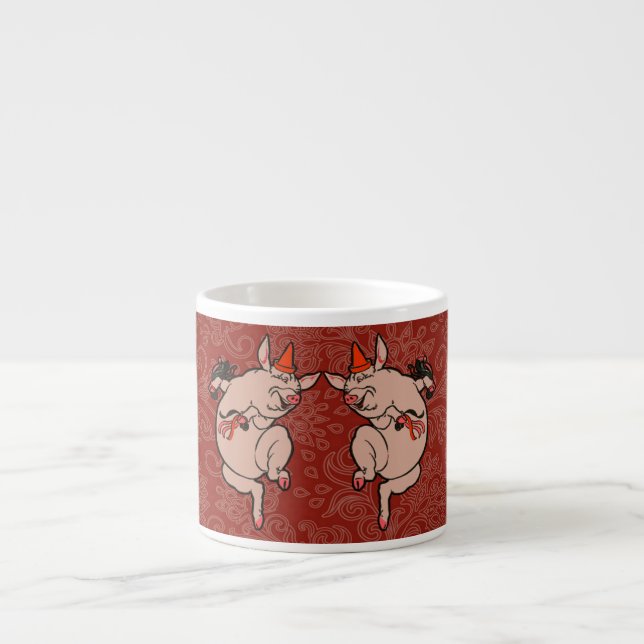 Tasse Expresso Dancing Pig Antique Cute Danseuse (Devant)