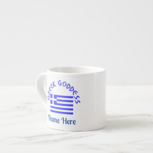Tasse Expresso Déesse grecque et drapeau de la Grèce
