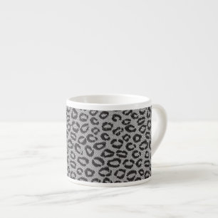 Tasse Expresso Dentelle nette noire avec le motif de léopard sur