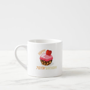 Tasse Expresso Design de 70e anniversaire mignon avec gâteau au c