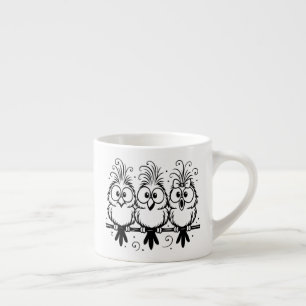 Tasse Expresso Dessin Animé Oiseaux Drôles-56456