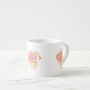 Tasse Expresso Deux Coeurs Joints Rose