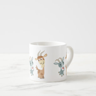 Tasse Expresso Deux Jolies chèvres Caricaturales Espresso Mug