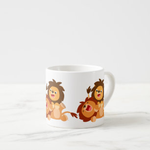 Tasse Expresso Deux mignons Lions Cartoon Jouer Espresso Mug