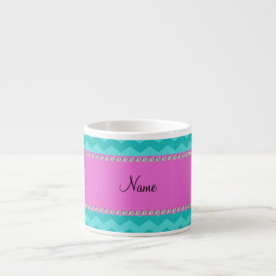 Tasse Expresso Diamants roses personnalisés de chevrons nommés 