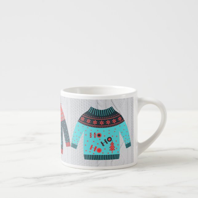 Tasse Expresso Doux moche mignon Multicolor Cosy Knit Noël (Droite)
