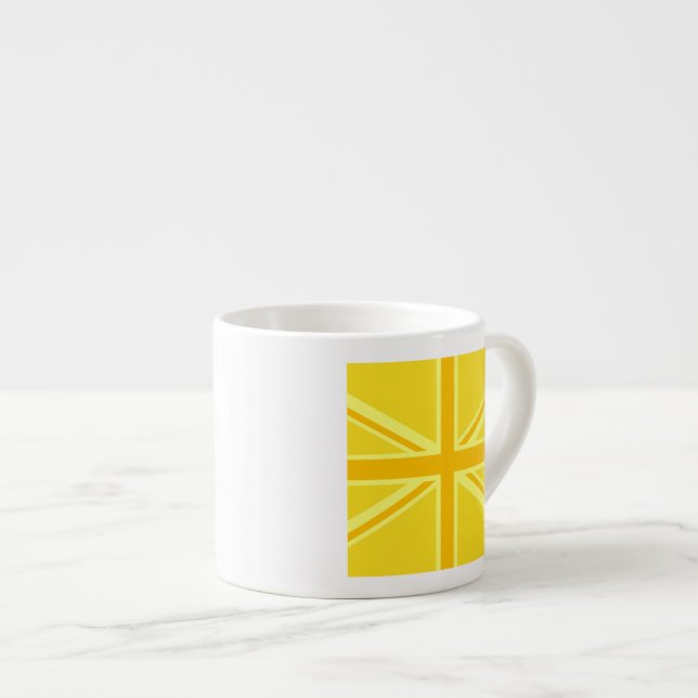 Tasse Expresso Drapeau britannique Union Jack très jaune (Devant droit)